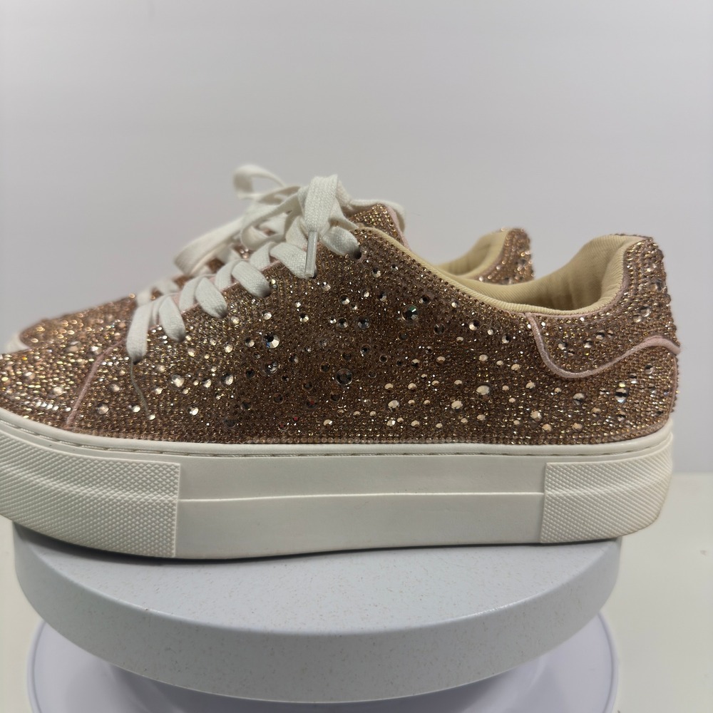 Betsey Johnson Women Sneakers Rhinestone Sparkle Casual Gold Platform 8M - Picture 10 of 15